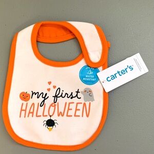 Carter's Orange and White Halloween Bib